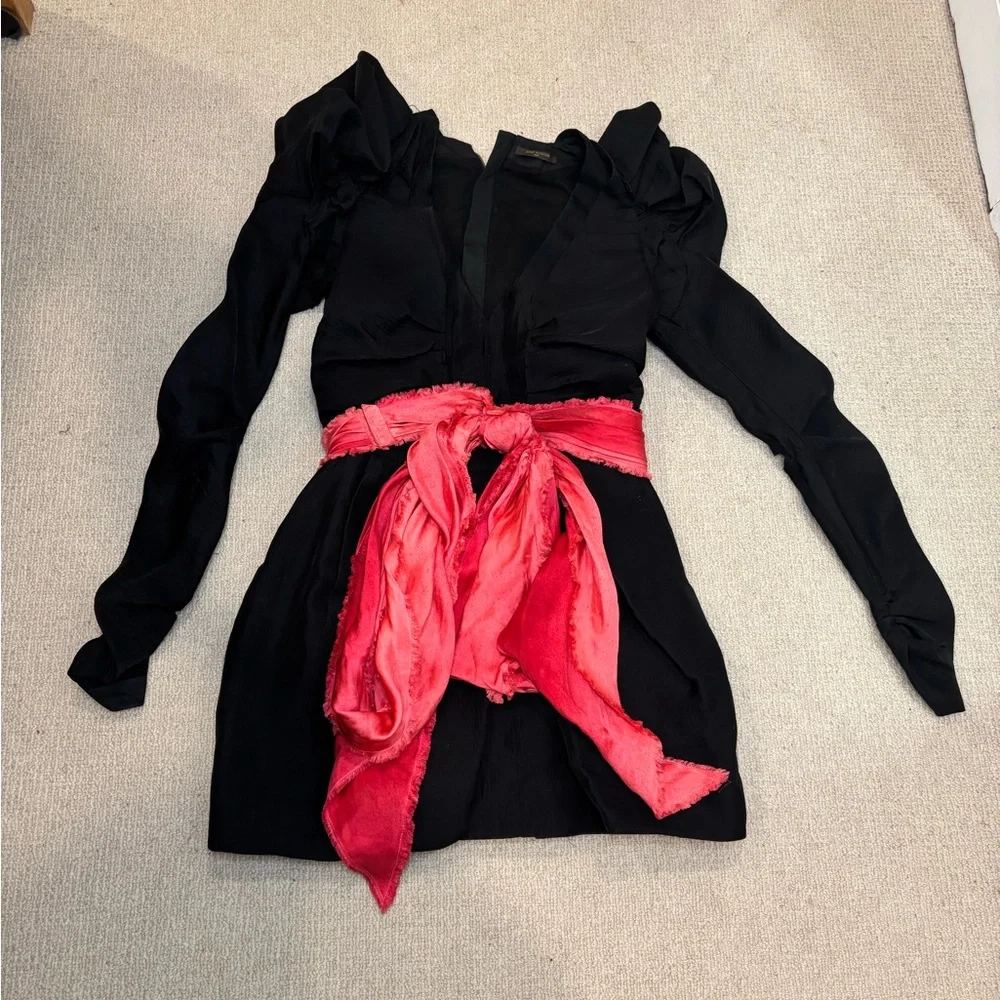****SOLD*** Louis Vuitton Fall 2009 Runway Black Dress with Pink Sash - Picture 2 of 11